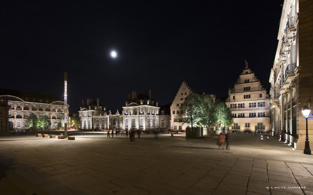 Place du Château Strasbourg, public space lighting by L'Acte Lumière, City People Light Award 2014
