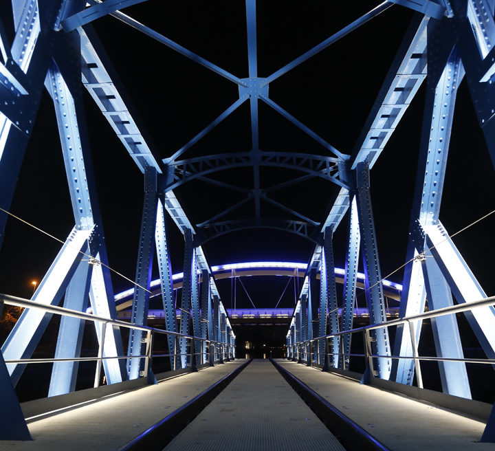 Mise en lumière du Pont Tournant - Port autonome de Strasbourg