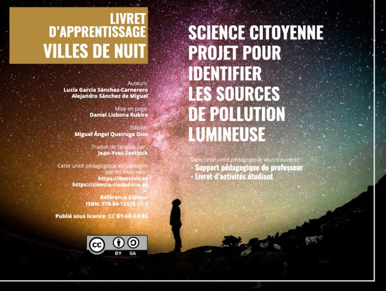 Page de titre du livret Villes de Nuit indiquant Jean‑Yves Soetinck comme traducteur français, projet Cities at Night sur la pollution lumineuse