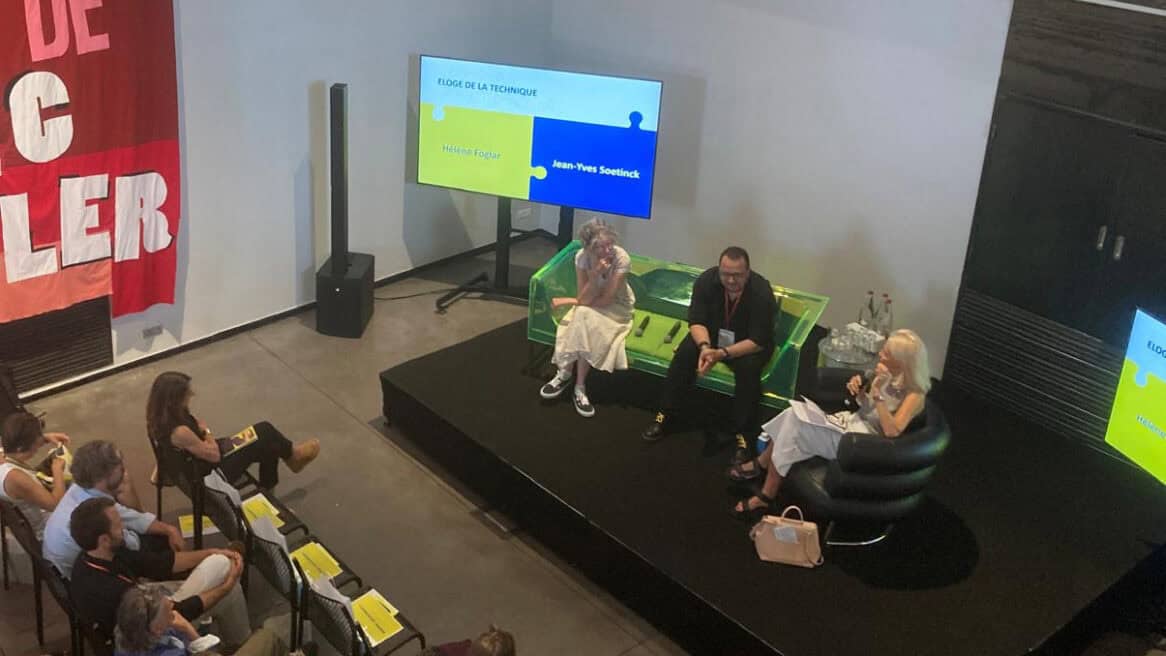 Hélène Foglar, Jean-Yves Soetinck et Michèle Larüe-Charlus lors du segment Éloge de la technique, HC16 Lézigno