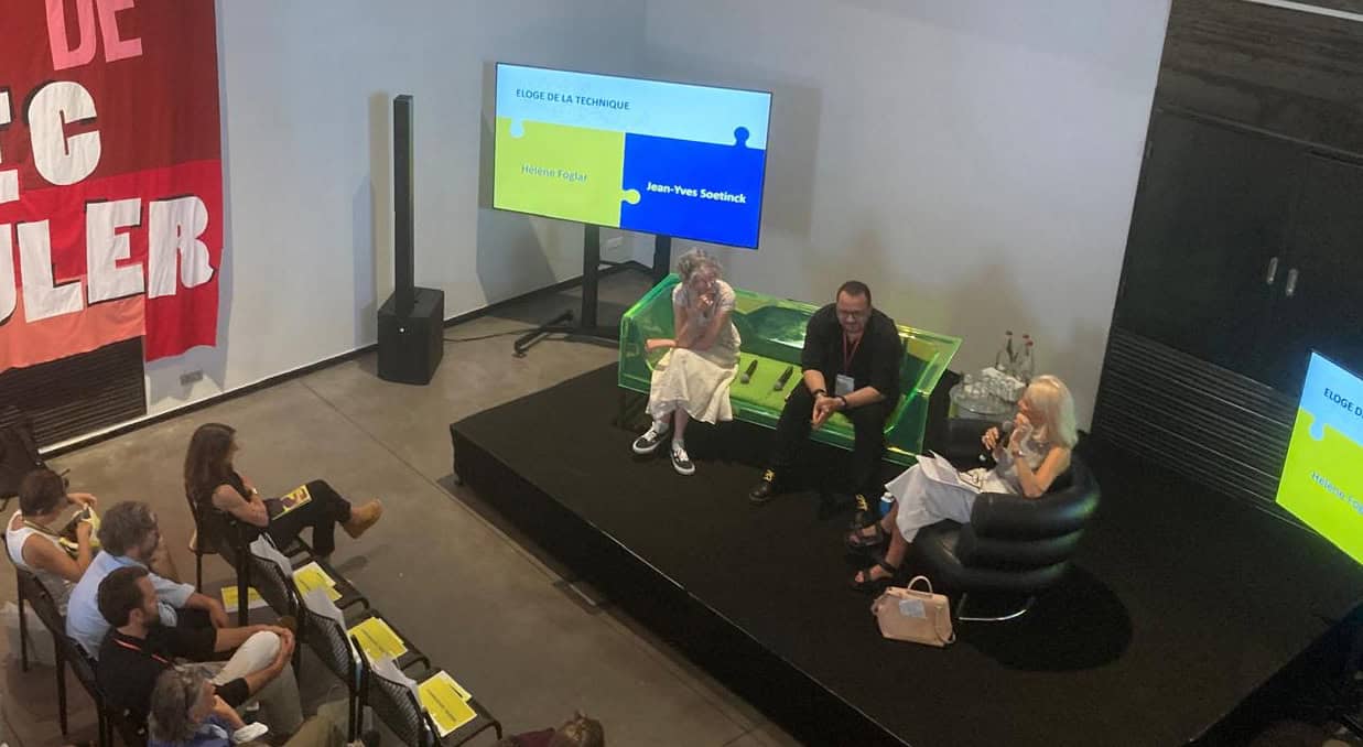 Hélène Foglar, Jean-Yves Soetinck et Michèle Larüe-Charlus lors du segment Éloge de la technique, HC16 Lézigno